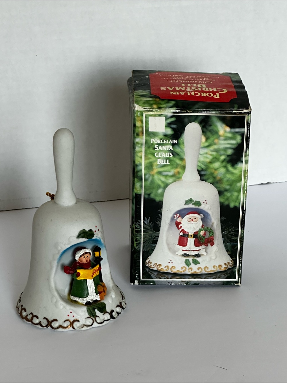 Porcelain Santa Claus Bell - White Holiday Decorative Bell